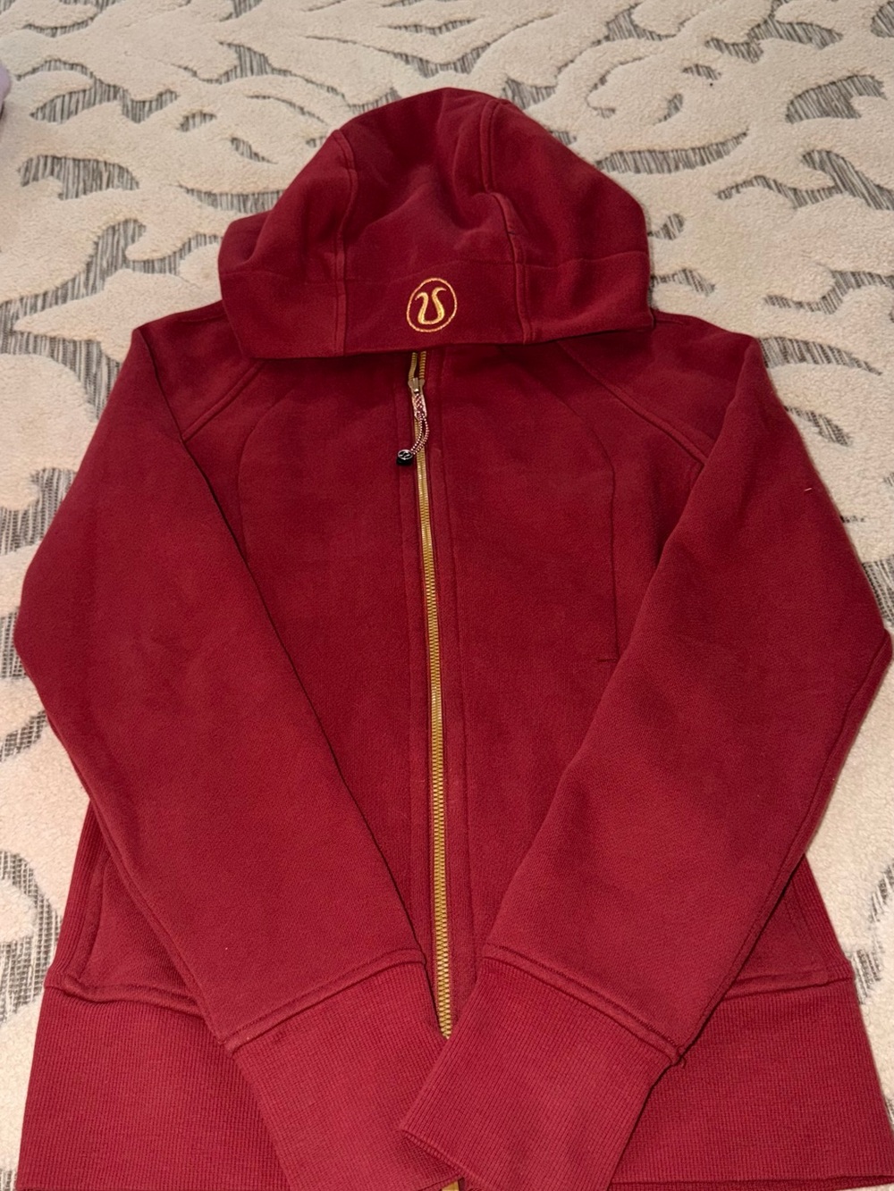Women’s lululemon Burgundy Hooded Jacket with Gold Zip